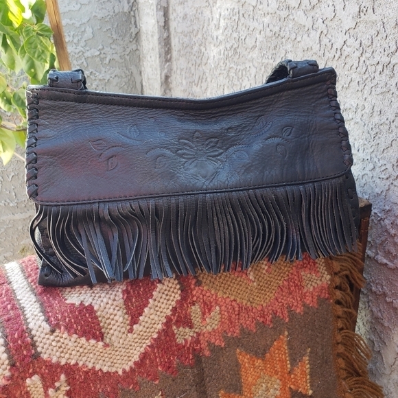 🤩RARE Fossil Leather Fringe Hobo Shoulder Bag‎ - Picture 2 of 12